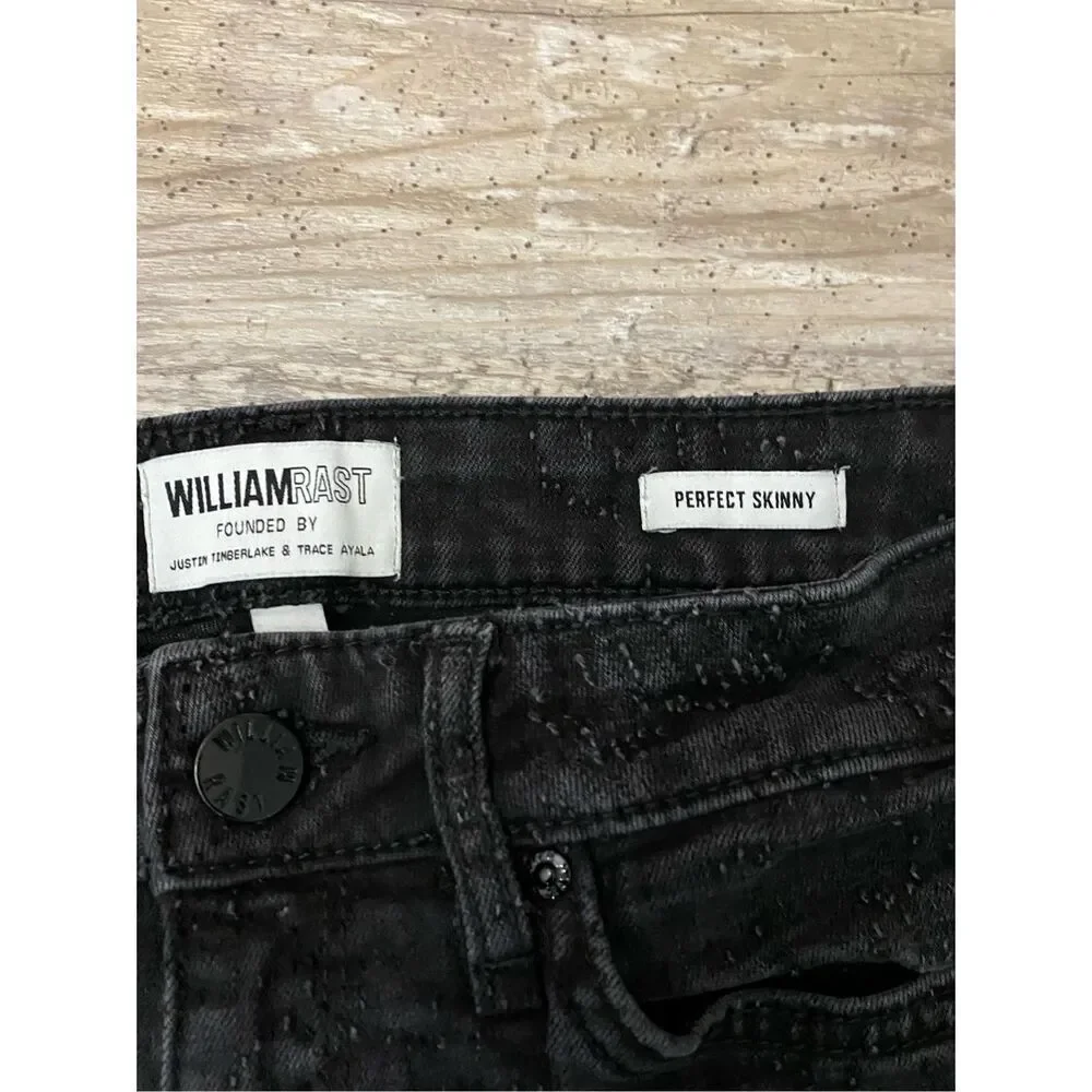 William Rast Stretch Perfect Skinny Jean Textured Black Sculpting Uplift Size 26